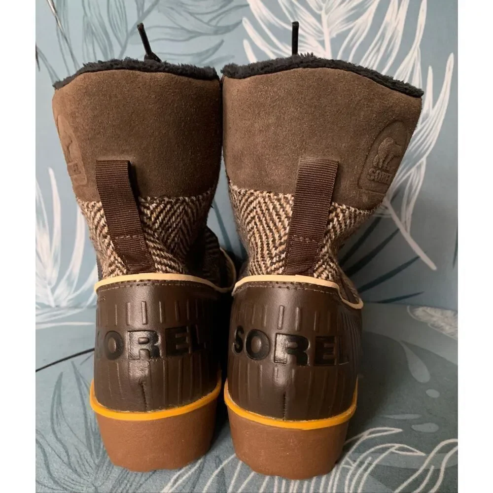 SOREL WOMEN'S TIVOLI II HERRINGBONE brown WATERPROOF WINTER BOOTS sz 6